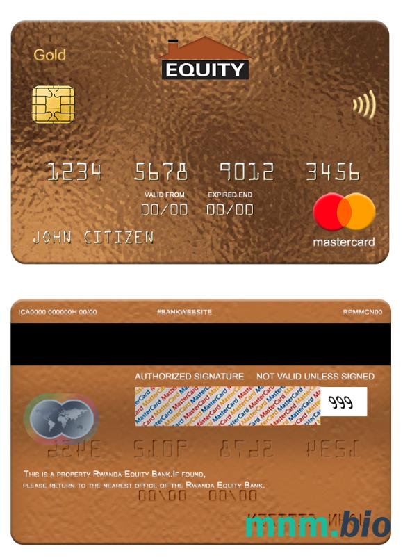 Rwanda Equity Bank przykład karty mastercard w formacie PSD